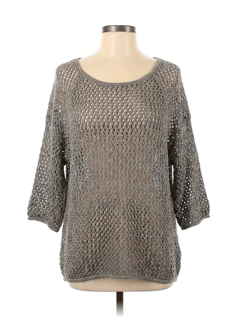 NEW POL open weave castlerock sweater in grey